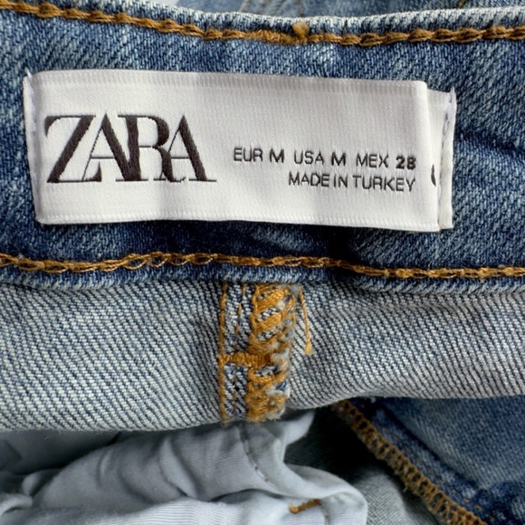 ZARA Denim Maxi Skirt Blue with Slit, Raw Edge Hem in Back in Size Medium - Picture 8 of 12